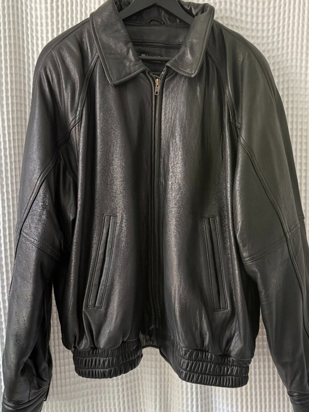 Vintage Tannery West 90s black leather men's bomber jacket size XL